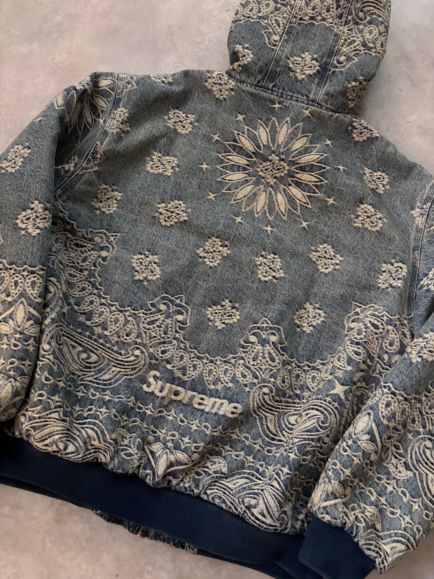 Supreme Bandana Jacquard Denim Hooded Work Jacket (Str. L)
