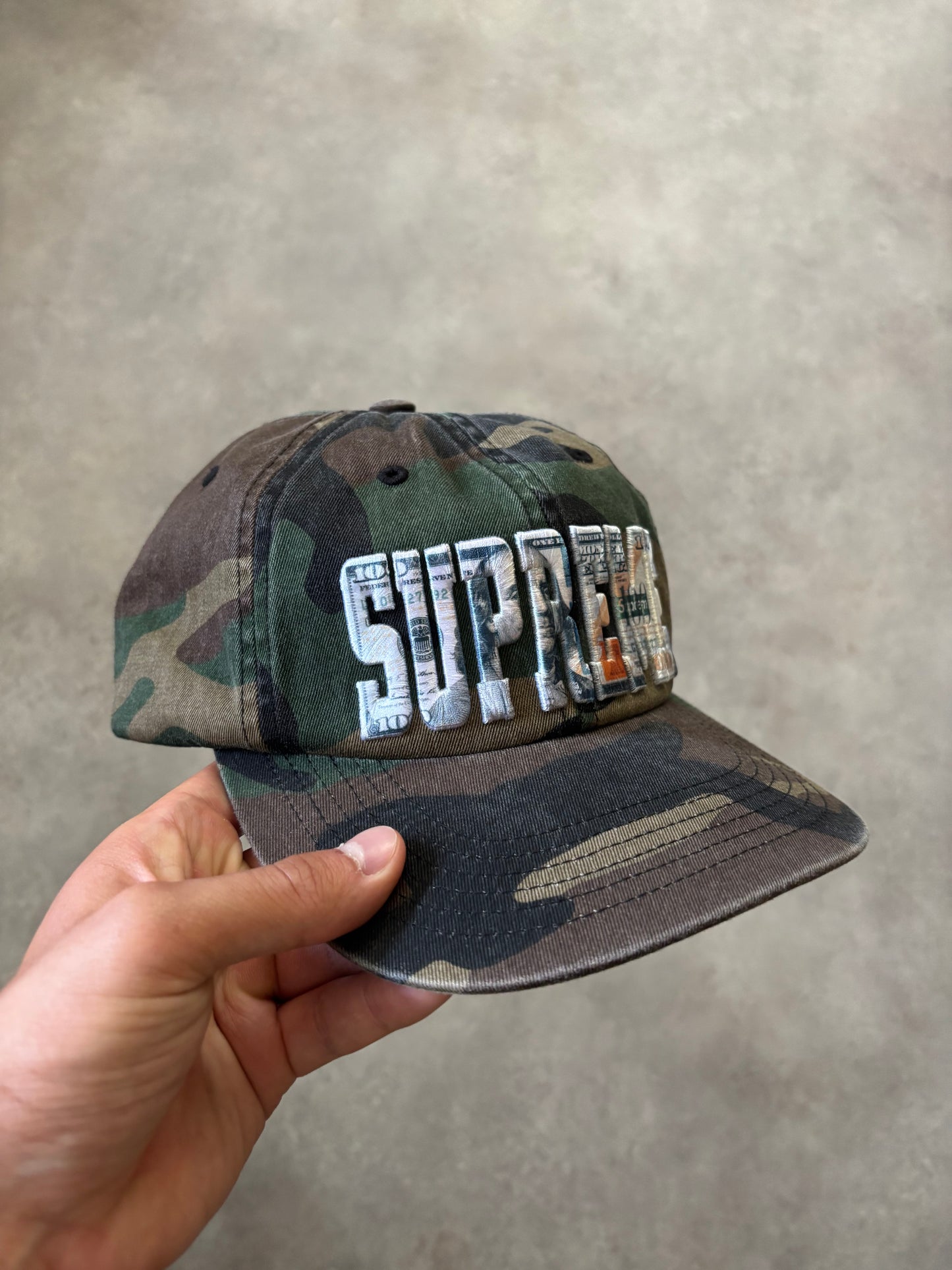 Supreme Embroidered Money Logo 6-Panel Hat